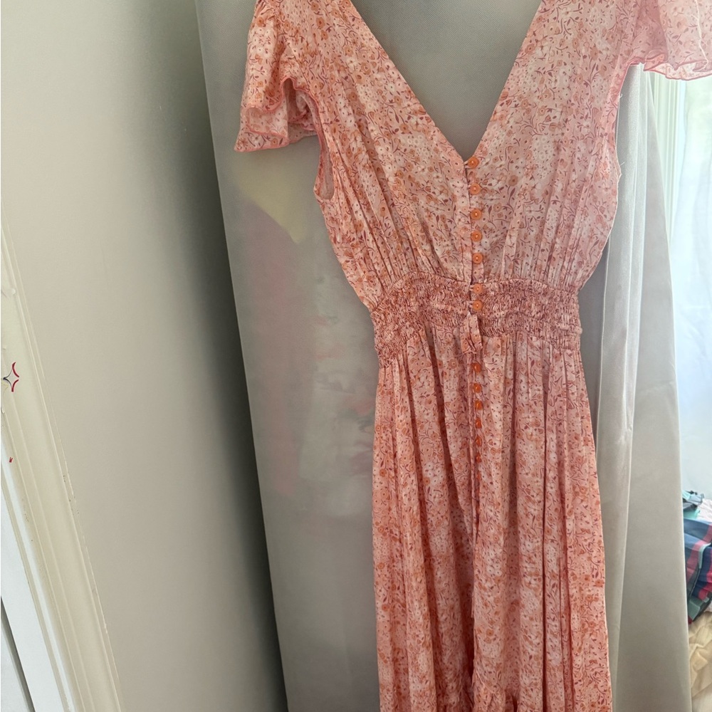 PARAGON Orange Flutter Sleeve Maxi Dress